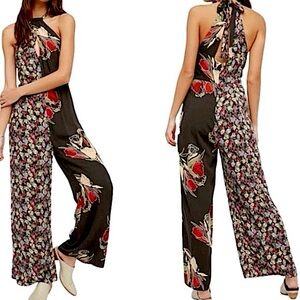 FREE PEOPLE Floral Halter Neck Jumpsuit Size 2